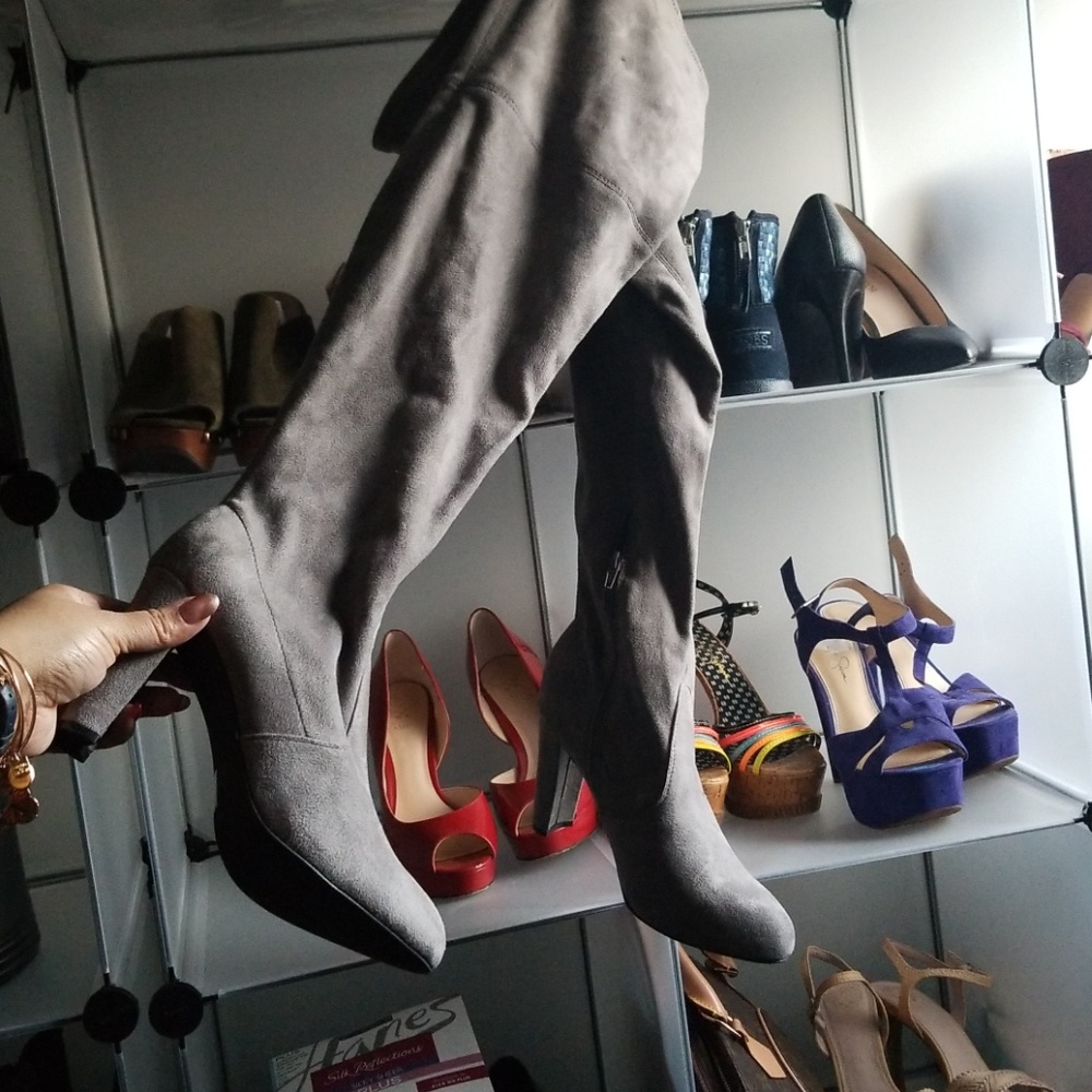 Heather Gray Over Knee Boots Size 10 NWOT